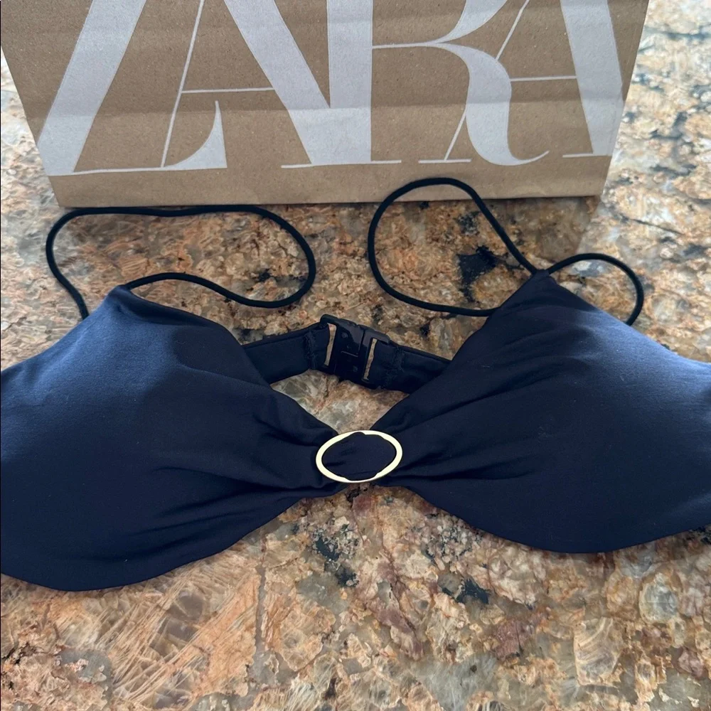 Zara Black Bikini Top with Gold Ring - Picture 7 of 8